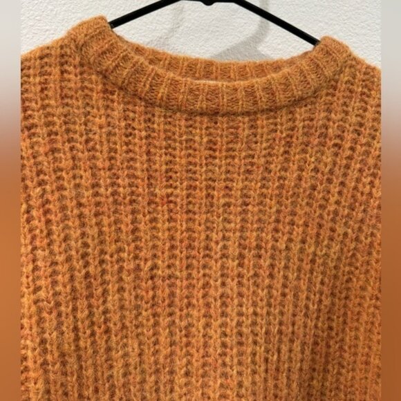 Reformation Tatum Alpaca Blend Semi Sheer Knit Orange Puff Sleeve Sweater Medium - Picture 3 of 15